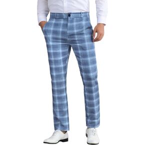 Lars Amadeus Men's Plaid Dress Pants Regular Fit Formal Business Checked Trousers