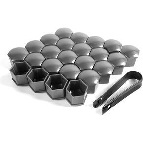MIKKUPPA 20PCS Lug Nut Covers - Black 21 mm Inner Hex Plastic Wheel Bolt Dust Caps Auto Rims Nut Exterior Protection with Removal Clip