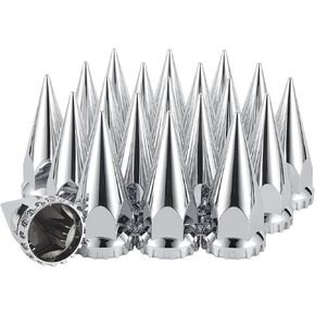 33mm x 2 7/8" Lug Nuts Covers Push-on Chrome ABS Plastic Flat Top Wheel Caps for Semi Trucks Trailers,20 PCS