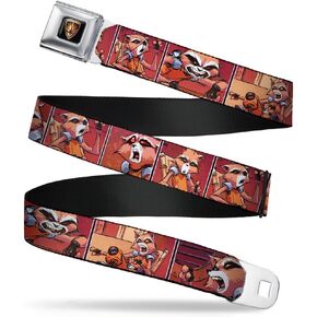 Buckle-Down Seatbelt Belt - Rocket Raccoon 8-Sitting Comic Scene Blocks - 1.0" Wide - 20-36 Inches in Length