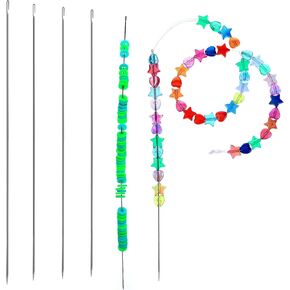 4 PCS Bracelet Needle Hook 6.88 Inches Beading Needles for Jewelry Making Clip-Style Beading Needles Bead Embroidery Needles Straight Fine Beading for Bracelet Beads Sequin Embroidery Crafting