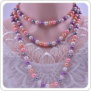 Long Pearl Necklaces for Women Faux Pearl Dangle Necklace Chunky Bead Layered Pearl Necklace Wedding Bridal 60" Pearl Necklace 1920s Gatsby Costume Jewelry