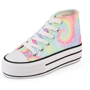 JUDIS Girls’ Platform Canvas Shoes Lace-up Fashion Sneakers Low Top and High Top Casual Shoes for Girls in Kuwait