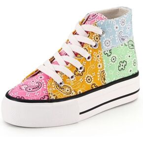 JUDIS Girls’ Platform Canvas Shoes Lace-up Fashion Sneakers Low Top and High Top Casual Shoes for Girls