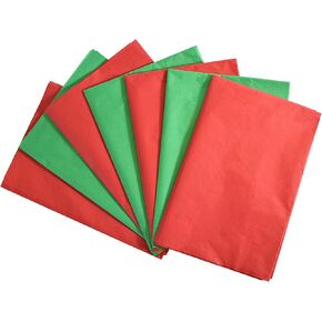 Bobobag 100 Sheets 20"X14" Red and Green Tissue Paper Bulk for Gift Bags,Gift Wrapping Arts Craft Party Favor Christmas Decoration