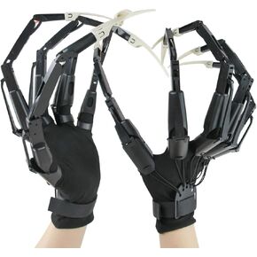 New Articulated Finger Extensions with Fingernails, Halloween Articulated Fingers with Protective Glove, Long Finger Claw with Gloves, Scary and Flexible Skeleton Claws Hands (Black+Red nail)