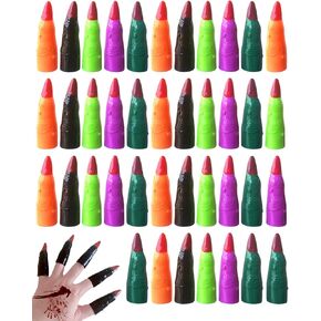 Halloween Witch Finger Prosthetics - 50 Pieces Colorful Plastic Fake Fingers, Suitable for Parties, Role-Plays & Festivals