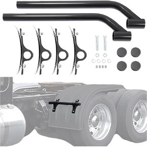KUAFU Poly Fender Mounting Kit for Dump Trucks, Garbage Trucks, Work Trucks, Utility Trucks for Use with 8590195, 8590245 Fender Hanger Bracket 5" Offset Powder Coated Black Steel Nylon 2 Packs