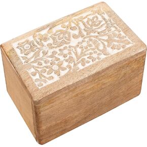 The Wooden Town Hand Craving Wooden Cremation Box/Urns for Human Ashes Adult,Funeral Urn Box (Small : 6" x 4" x 3" - Burnt)