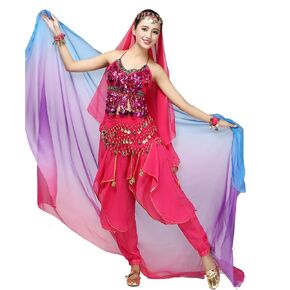 وشاح وحجاب شيفون ملون تدريجي رقص شرقي نسائي 2.5*1.2 متر