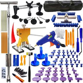 108pcs/set Auto Body Dent Repair Tools Kit,Car Dings Repair,Paintless Bodywork Dent Pulling Tool,Dent Puller Lifter,Multi-funtional Bridge Puller.Hail Removal Tools Set