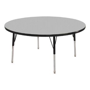 Norwood Commercial Furniture Adjustable Height Classroom Activity Table for Kids & Adults, Round Activity Table for School and Home, 48" D x 48" W x 30" H, Gray/Black