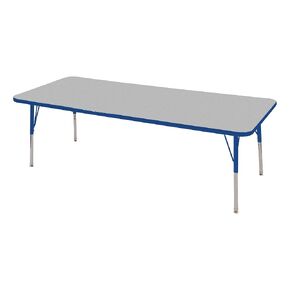 طاولة أنشطة للفصول الدراسية بارتفاع قابل للتعديل من Norwood Commercial Furniture للأطفال والكبار، طاولة أنشطة مستطيلة للمدرسة والمنزل، مقاس 60.96 سم عمق × 152.4 سم عرض × 76.2 سم ارتفاع، رمادي/أزرق