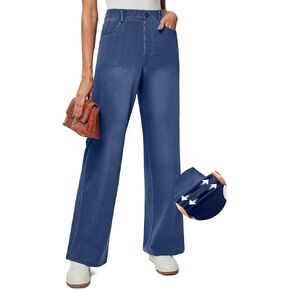 IUGA Wide Leg Jeans Woman Stretchy Pull On Baggy Jeans High Waisted Trendy Womens Jeans Straight Casual Denim Pants