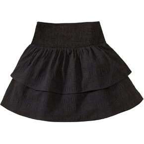 Girl's Tiered Layer Shirred Boho Smocked Skirts Casual Cute High Waisted Pleated Ruffle Flowy Elastic Skirts