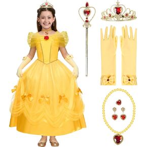 Spooktacular Creations Halloween Kids Yellow Princess Costume, Princess Corwn Dress Up for Girl Toddler Halloween, Birthday