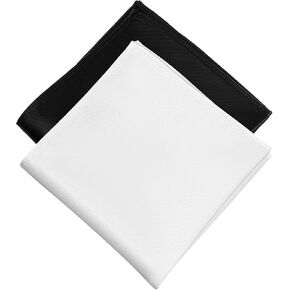 Silk Pocket Squares Solid Color Suit Handkerchief for Men Women Pocket Square Hankies Wedding Day Handkerchiefs (White/Black)