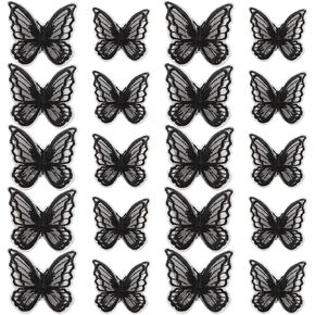 Create idea 20Pcs Lace Butterfly Applique Double Layers Butterfly Embroidered Patches in 2 Different Size Clothing Accessories for Wedding Party Dress DIY Making Crafts Black