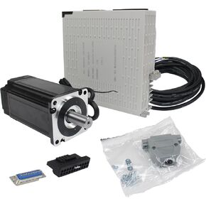 RATTMMOTOR 1000W Servo Motor Kit, Servo Motor with Servo Motor Driver and Brake Encoder Cable, CNC Controller Kit for CNC Engraver Milling Machine/Robot (1000W Without Brake)