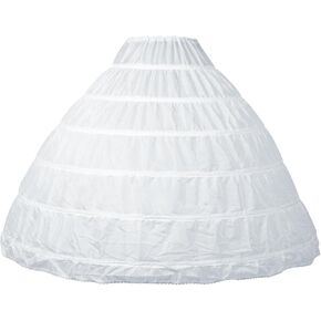 Women Crinoline Petticoat 6 Hoop Skirt for Women Under Dress, Adjustable Petticoat Skirt, Crinoline Underskirt for Wedding Gown, Ball Gown, and Formal Dresses White