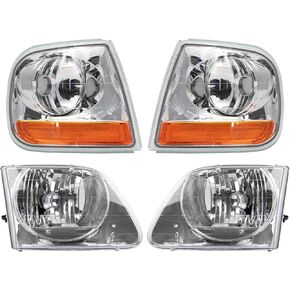 TRQ Driver & Passenger Side Lighting Kit Compatible with 1997-2002 Ford Expedition 1997-2003 F-150 2004 F-150 Heritage 1997-1999 F-250 FO2502182 FO2503182 FO2520170 FO2521170