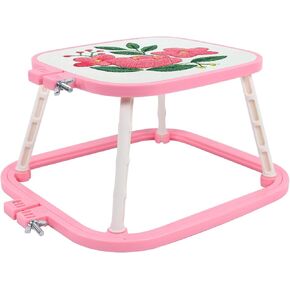 Square Embroidery Hoop Stand，ABS Plastic Cross Stitch Stand, Embroidery Hoop Holder for DIY Craft, Punch Needle Hoop, Sewing Needlepoint Frame Stand (Pink)