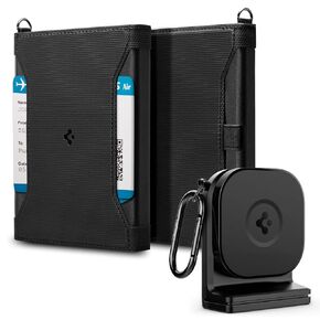 Spigen Life Passport Card Cover Holder Passport Wallet with RFID Blocking Technology & OneTap (MagFit) Away Travel Essentials and Inflight Airplane Phone Mount Compatible with Magsafe iPhones