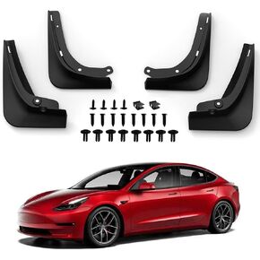 Mud Flaps for Tesla Model 3 2016-2023 No Drilling Required Splash Guards Model 3 Accessories All-Weather Protection Fenders (Pack of 4)