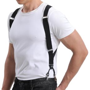 Men's Side Suspenders with Dual Clips Per Side - Secure Fit, Ultimate Comfort, and Belly Relief