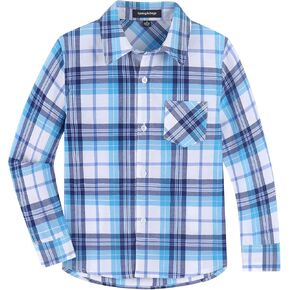 Spring&Gege Boys' Long Sleeve Button Down Shirts Casual Woven Plaid (4-12 Years)