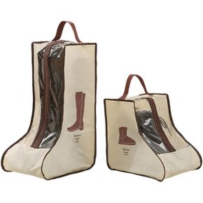 2 Set Boot Storage,Portable Short Boots and Tall Boots Storage or Protector Bag,Shoe Dust Bags,Shoe Sleeves for Travel,Clear Boots Cover,Shoes Packing Organizers for Men & Women Sneakers (Black Edge)