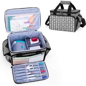 Yarwo Carrying Case Compatible with Cricut Joy and Easy Press Mini, Storage Bag for Craft Pens and Other Tool Set, Gray Dots