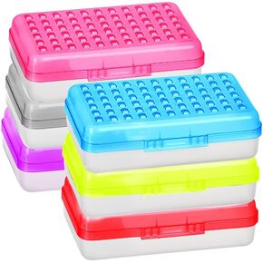 Plastic Pencil Box Large Capacity Pencil Boxes – 6 Pack Assorted colors, pencil box Plastic Pencil Case Office Supplies Storage Organizer Box - By Enday