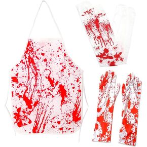 Halloween Bloody Socks, Apron, Glove Set, 3 Pcs Halloween Horror Bloody Costume for Role Playing, Halloween Party Decoration