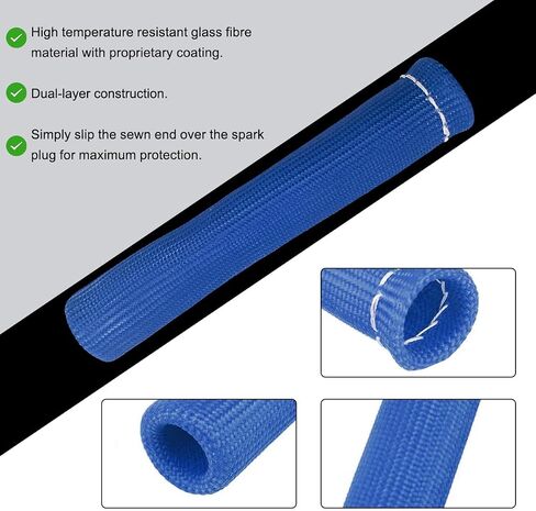 8 PCS Spark Plug Wire Protector Sleeve, 6 Inches Glass Fiber Automotive Wire Heat Insulation Boots, Fireproof Protect Cover Replacement for Spark Plug Wire, Car Accessories (Blue) in Saudi Arabia