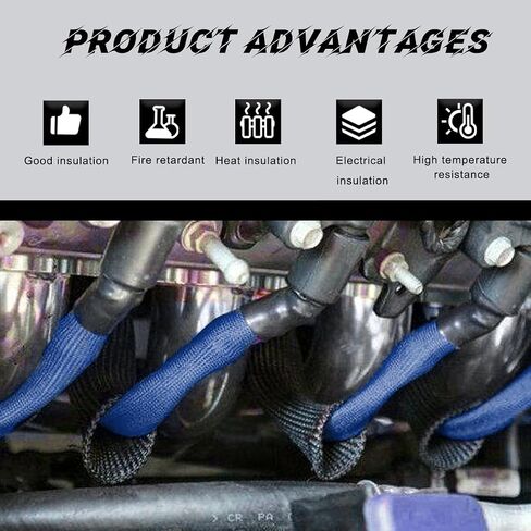 8 PCS Spark Plug Wire Protector Sleeve, 6 Inches Glass Fiber Automotive Wire Heat Insulation Boots, Fireproof Protect Cover Replacement for Spark Plug Wire, Car Accessories (Blue) in Saudi Arabia