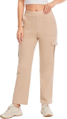 Cargo Pants for Women High Waisted Stretchy Pull On Pants with Pockets in Saudi Arabia