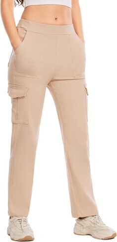 Cargo Pants for Women High Waisted Stretchy Pull On Pants with Pockets in Saudi Arabia