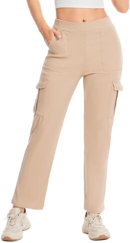 Cargo Pants for Women High Waisted Stretchy Pull On Pants with Pockets in Saudi Arabia