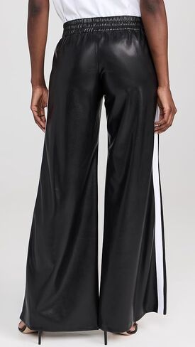 بنطال Alice + olivia من الجلد النباتي للنساء مع شريط سباق من Alice + olivia in Kuwait