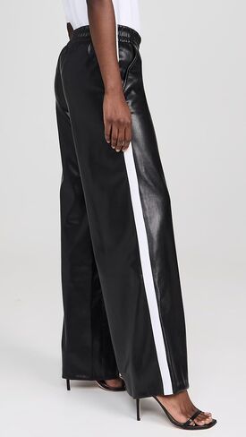 بنطال Alice + olivia من الجلد النباتي للنساء مع شريط سباق من Alice + olivia in Kuwait