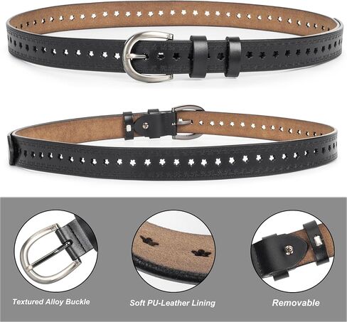 حزام نسائي من الجلد الناعم مع زهرة مجوفة - أحزمة ريفية أصلية عتيقة مع إبزيم دبوسي مقاس 28-36 بوصة للخصر in Kuwait