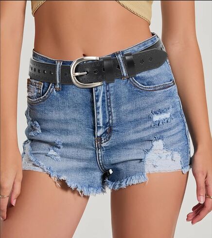 حزام نسائي من الجلد الناعم مع زهرة مجوفة - أحزمة ريفية أصلية عتيقة مع إبزيم دبوسي مقاس 28-36 بوصة للخصر in Kuwait