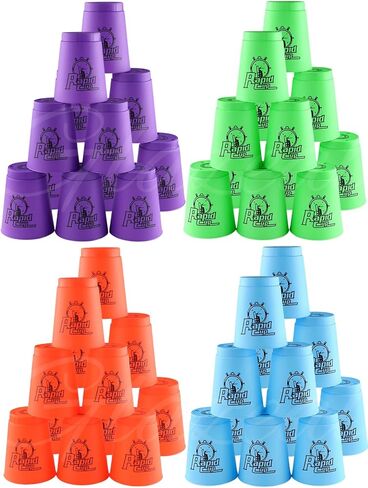 48Pcs Sport Stacking Cups, Quick Stacking Cups Set Speed Training Games for Travel Party Challenge Competition Game for Kids and Adults in Saudi Arabia