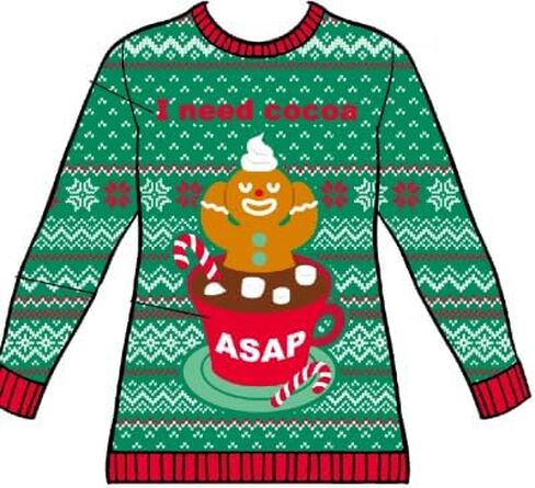 Giggling Getup Ugly Christmas Sweaters for Kids, Funny Christmas Sweater for Kids, Christmas Gingerbread Man Ugly Sweater-Large(10-12Y) Green in Saudi Arabia
