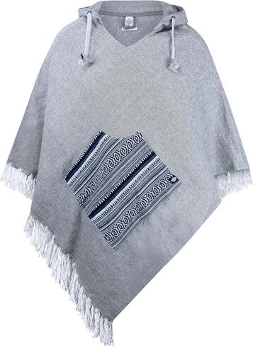 virblatt - Poncho Men | 100% Cotton | Mexican Poncho Men Baja Hoodie |Big Hood| Winter Pancho Warm Hooded Poncho Cape in Kuwait