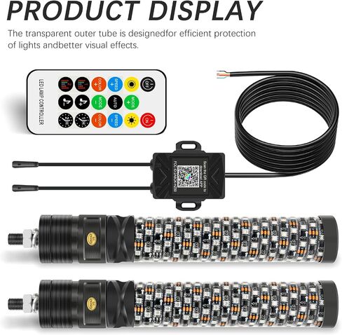 Whip Lights, 2Pcs 3FT Fat Spiral RGB LED Whip Lights for Side by Side with Wireless Remote and APP Control, RGB Chasing Lighted Antenna Whips for UTV ATV Truck Polaris Dune Buggy RZR Can-Am in Saudi Arabia