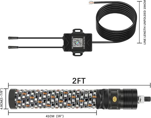 Whip Lights, 2Pcs 3FT Fat Spiral RGB LED Whip Lights for Side by Side with Wireless Remote and APP Control, RGB Chasing Lighted Antenna Whips for UTV ATV Truck Polaris Dune Buggy RZR Can-Am in Saudi Arabia