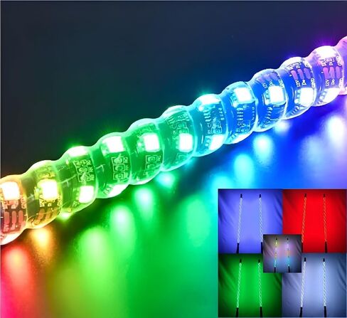 2-Packs LED Whip Lights with Spring Base 360 ° RGB Color Spiral Off-Road Remote Control Whip Lights, Suitable for UTV,ATV,Off-Road,Truck,Sand Truck,RZR,Can-am,Boat,Motorcycle (3FT) in Saudi Arabia