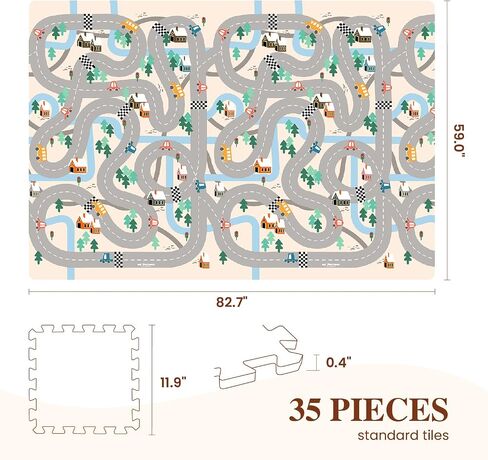 سجادة ألغاز لعب أنيقة مقاس 35.4 × 35.4 بوصة - 9 بلاطات بساط لعب ناعم وغير سام، بلاط إسفنجي من مادة إي في إيه لصالة الألعاب الرياضية وغرفة اللعب وغرفة المعيشة in Saudi Arabia